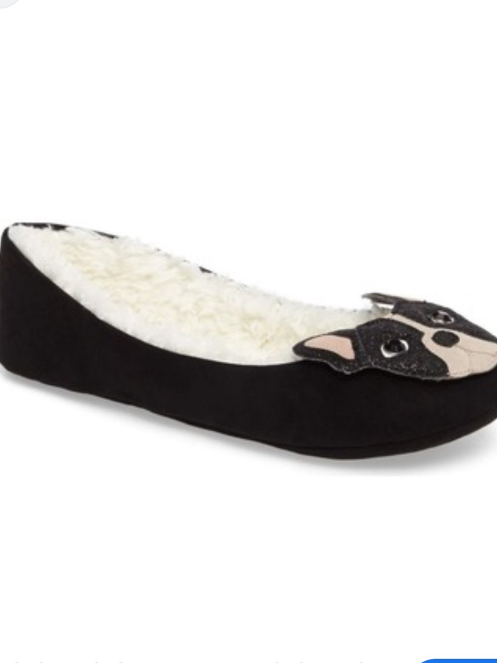 Kate Spade New York Seymour slippers, French bulldog design, sherpa lined Size 7